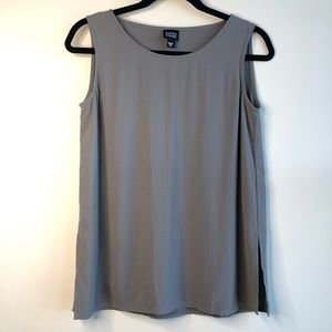 Eileen Fisher Neutral Sleeveless Silk Blouse XS